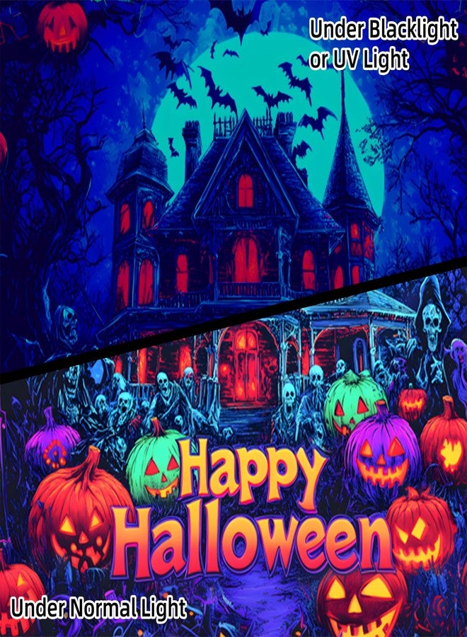BVBOX Halloween Tapestry, Blacklight Tapestry for Halloween Party Decor Hanging Tapestries Backdrop Wall Art Poster for Bedroom Dorm 79x59in - Image 3